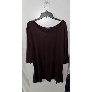 Simply Aster By Firmiana Women's plus sz 4X Dark brown Tunic Top NWT 3/4 sleeve